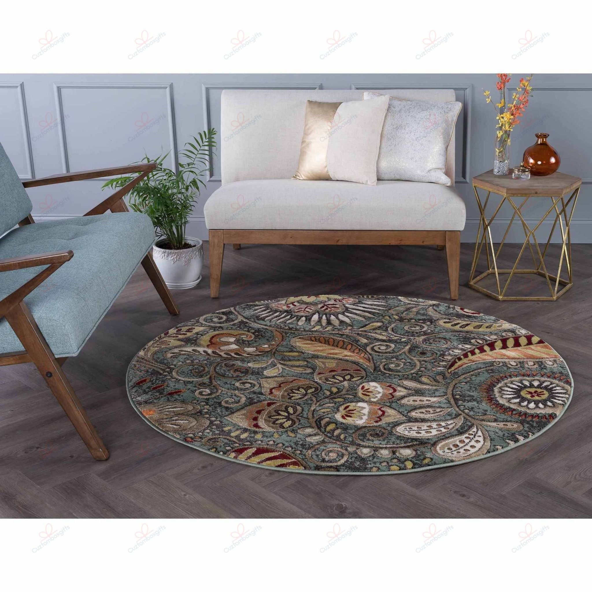 Transitional Floral Round Carpet Floor Rug Living Room Bedroom Decor Round Area Rug Carpet Transitional Floral Round Carpet Floor Rug Living Room Bedroom Decor Round Area Rug Carpet