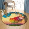 Tree Art Round Carpet Floor Rug Living Room Bedroom Decor Round Area Rug Carpet