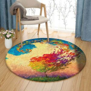Tree Art Round Carpet Floor Rug Living Room Bedroom Decor Round Area Rug Carpet