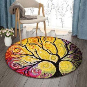 Tree Color Round Carpet Floor Rug Living Room Bedroom Decor Round Area Rug Carpet