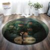 Tree Girl Round Carpet Floor Rug Living Room Bedroom Decor Round Area Rug Carpet