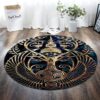 Tree Gold Pattern Round Carpet Floor Rug Living Room Bedroom Decor Round Area Rug Carpet