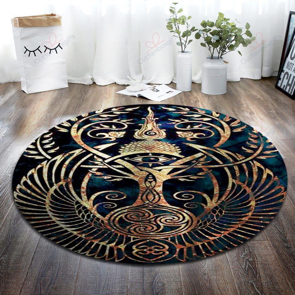 Tree Gold Pattern Round Carpet Floor Rug Living Room Bedroom Decor Round Area Rug Carpet Tree Gold Pattern Round Carpet Floor Rug Living Room Bedroom Decor Round Area Rug Carpet