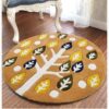 Tree Leave Round Carpet Floor Rug Living Room Bedroom Decor Round Area Rug Carpet