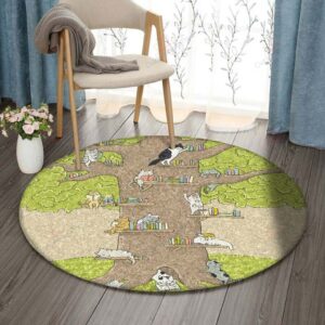 Tree Of Cat Round Carpet Floor Rug Living Room Bedroom Decor Round Area Rug Carpet
