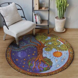 Tree Of Life 3 Round Carpet Floor Rug Living Room Bedroom Decor Round Area Rug Carpet