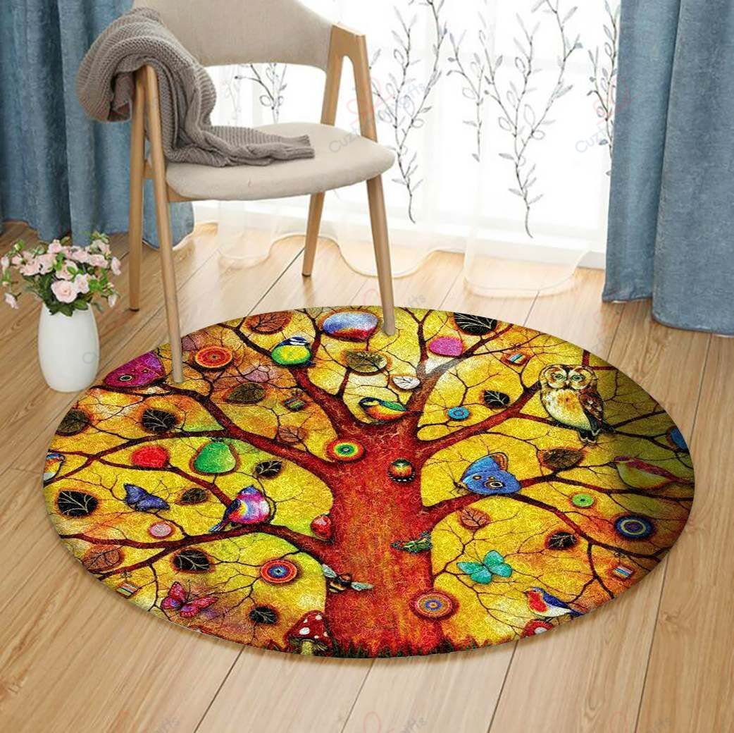 Tree Of Life Bird And Butterfly Round Carpet Floor Rug Living Room Bedroom Decor Round Area Rug Carpet Tree Of Life Bird And Butterfly Round Carpet Floor Rug Living Room Bedroom Decor Round Area Rug Carpet