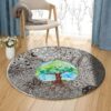 Tree Of Life Bird Round Carpet Floor Rug Living Room Bedroom Decor Round Area Rug Carpet