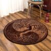Tree Of Life Brown Pattern Round Carpet Floor Rug Living Room Bedroom Decor Round Area Rug Carpet