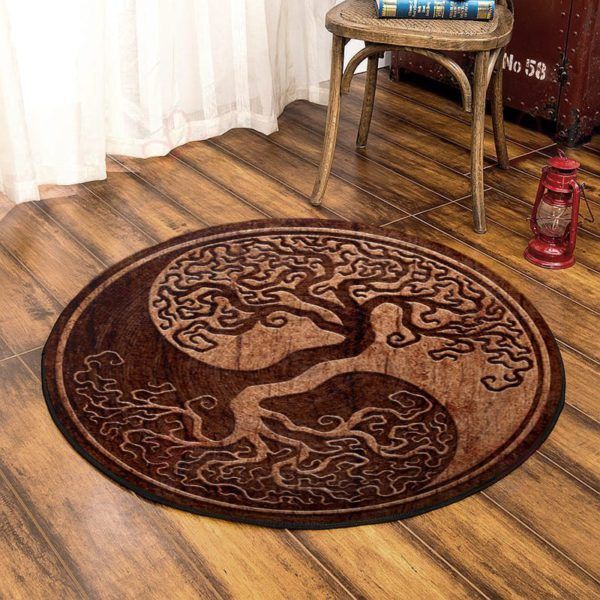 Tree Of Life Brown Pattern Round Carpet Floor Rug Living Room Bedroom Decor Round Area Rug Carpet Tree Of Life Brown Pattern Round Carpet Floor Rug Living Room Bedroom Decor Round Area Rug Carpet