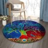 Tree Of Life Dragonfly Round Carpet Floor Rug Living Room Bedroom Decor Round Area Rug Carpet