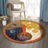 Tree Of Life Fern Round Carpet Floor Rug Living Room Bedroom Decor Round Area Rug Carpet