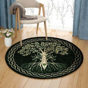 Tree Of Life Girl Round Carpet Floor Rug Living Room Bedroom Decor Round Area Rug Carpet
