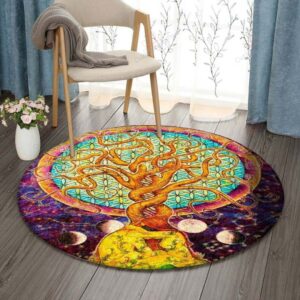 Tree Of Life Round Carpet Floor Rug Living Room Bedroom Decor Round Area Rug Carpet