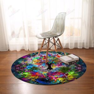 Tree Of Life Round Carpet Floor Rug Living Room Bedroom Decor Round Area Rug Carpet