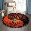 Tree Of Life Halloween Round Carpet Floor Rug Living Room Bedroom Decor Round Area Rug Carpet