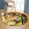 Tree Of Life House Round Carpet Floor Rug Living Room Bedroom Decor Round Area Rug Carpet