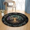 Tree Of Life Leaves Round Carpet Floor Rug Living Room Bedroom Decor Round Area Rug Carpet