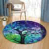 Tree Of Life Peacock Round Carpet Floor Rug Living Room Bedroom Decor Round Area Rug Carpet