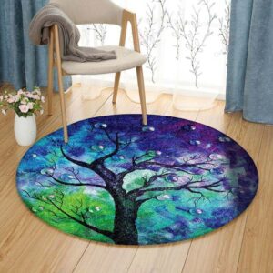 Tree Of Life Peacock Round Carpet Floor Rug Living Room Bedroom Decor Round Area Rug Carpet