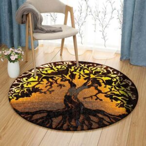 Tree Of Life Sun Round Carpet Floor Rug Living Room Bedroom Decor Round Area Rug Carpet