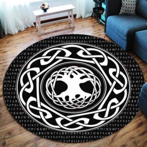 Tree Of Life Symbol Viking Round Carpet Floor Rug Living Room Bedroom Decor Round Area Rug Carpet