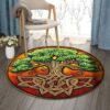 Tree Of Life Three Star Round Carpet Floor Rug Living Room Bedroom Decor Round Area Rug Carpet
