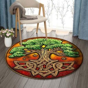 Tree Of Life Three Star Round Carpet Floor Rug Living Room Bedroom Decor Round Area Rug Carpet