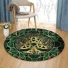 Tree Of Life With Triquetra Malachite Round Carpet Floor Rug Living Room Bedroom Decor Round Area Rug Carpet