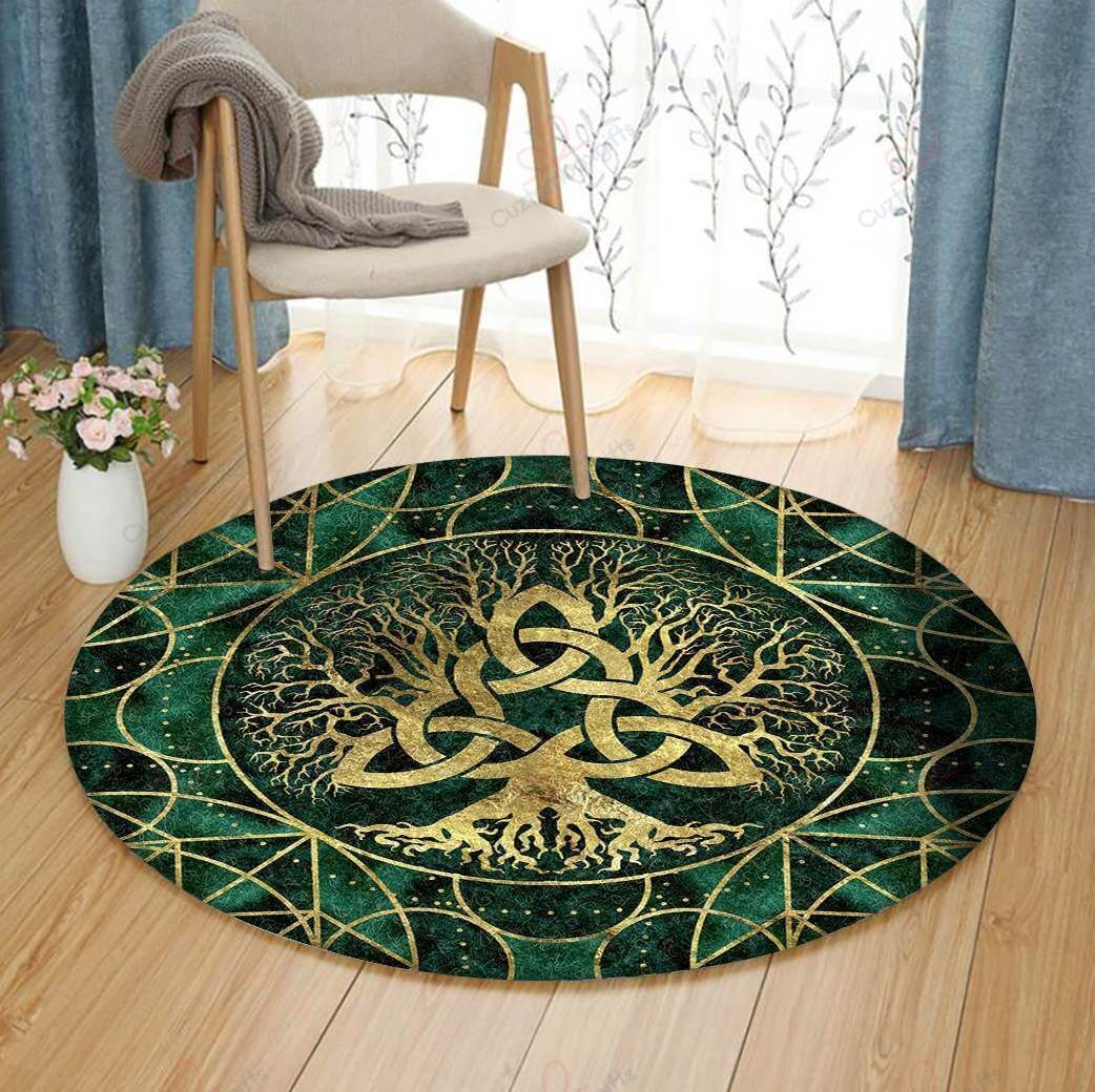 Tree Of Life With Triquetra Malachite Round Carpet Floor Rug Living Room Bedroom Decor Round Area Rug Carpet Tree Of Life With Triquetra Malachite Round Carpet Floor Rug Living Room Bedroom Decor Round Area Rug Carpet