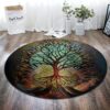 Tree Painting 1 Round Carpet Floor Rug Living Room Bedroom Decor Round Area Rug Carpet