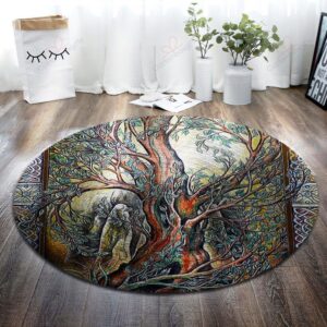 Tree Painting Round Carpet Floor Rug Living Room Bedroom Decor Round Area Rug Carpet