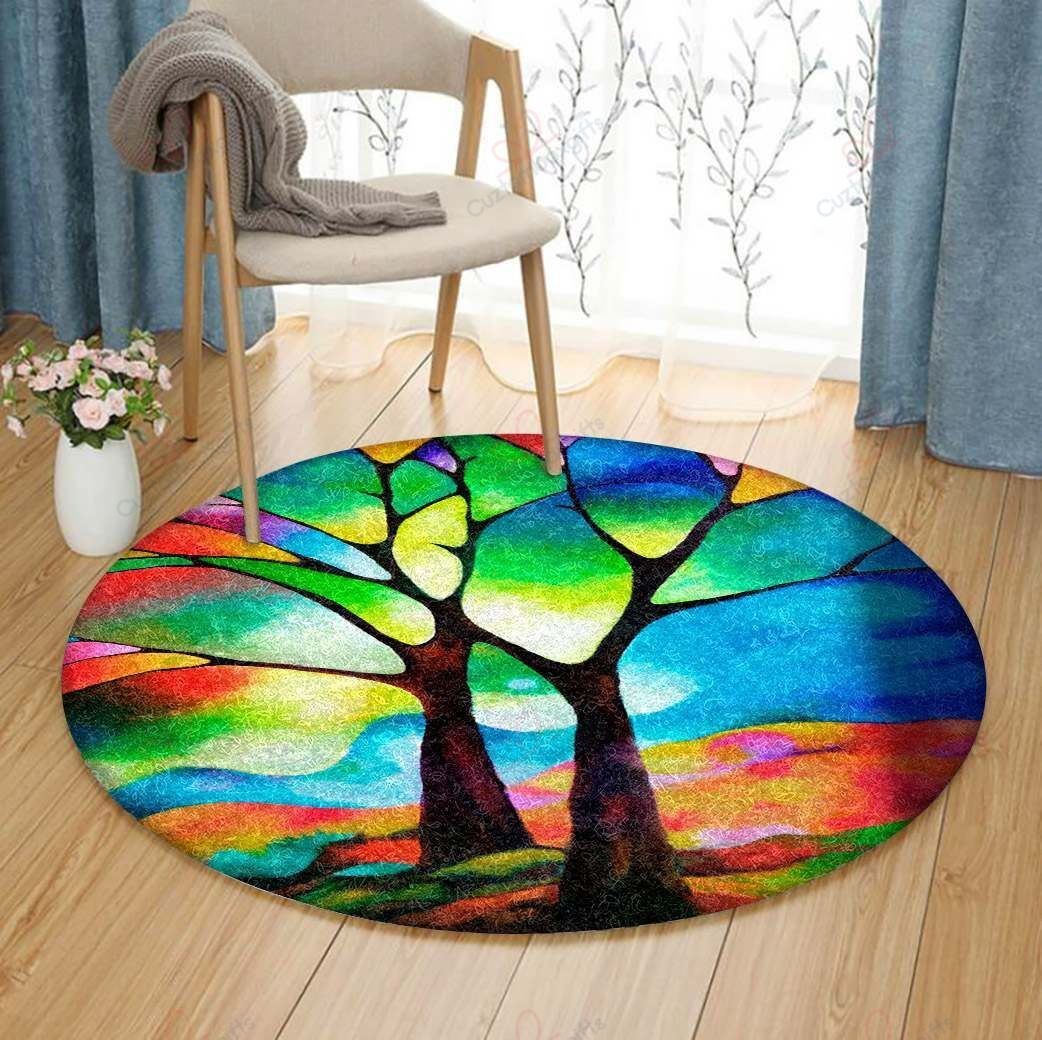 Trees Art Round Carpet Floor Rug Living Room Bedroom Decor Round Area Rug Carpet Trees Art Round Carpet Floor Rug Living Room Bedroom Decor Round Area Rug Carpet