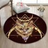 Triangle Cat Head Round Carpet Floor Rug Living Room Bedroom Decor Round Area Rug Carpet