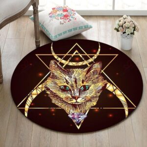 Triangle Cat Head Round Carpet Floor Rug Living Room Bedroom Decor Round Area Rug Carpet