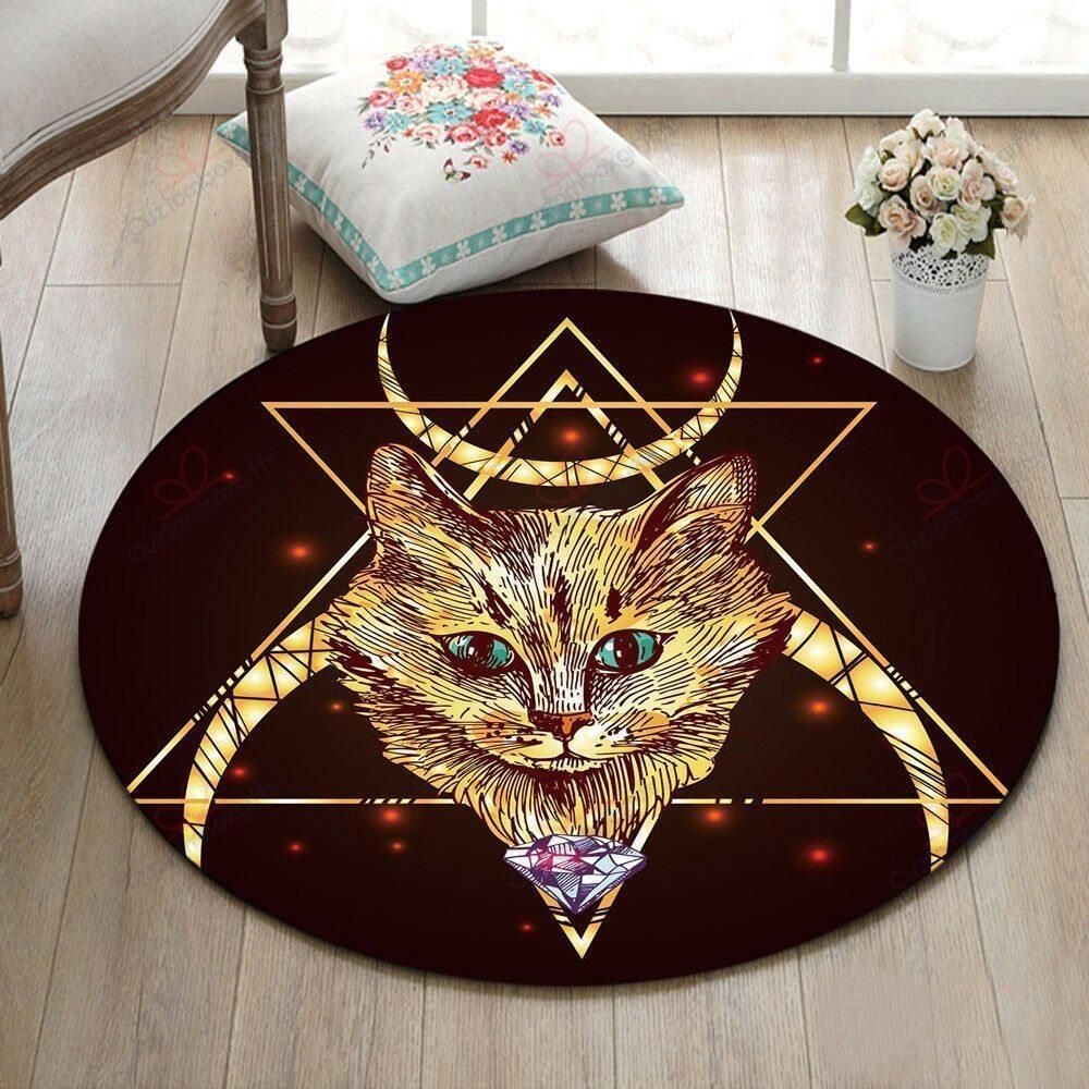 Triangle Cat Head Round Carpet Floor Rug Living Room Bedroom Decor Round Area Rug Carpet Triangle Cat Head Round Carpet Floor Rug Living Room Bedroom Decor Round Area Rug Carpet