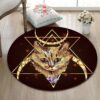 Triangle Cat Head Round Carpet Floor Rug Living Room Bedroom Decor Round Area Rug Carpet