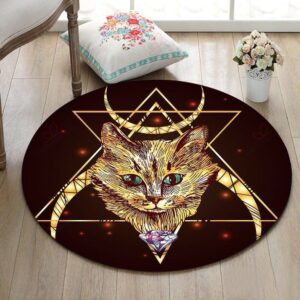 Triangle Cat Head Round Carpet Floor Rug Living Room Bedroom Decor Round Area Rug Carpet