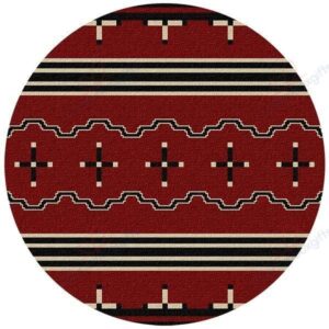 Tribal Leader Red Round Carpet Floor Rug Living Room Bedroom Decor Round Area Rug Carpet