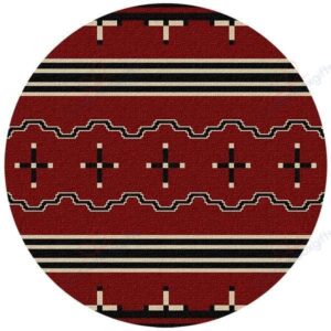 Tribal Leader Red Round Carpet Floor Rug Living Room Bedroom Decor Round Area Rug Carpet
