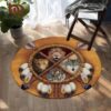 Tribal Lion Tiger Leopard Round Carpet Floor Rug Living Room Bedroom Decor Round Area Rug Carpet