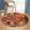 Tribal Quilt Round Carpet Floor Rug Living Room Bedroom Decor Round Area Rug Carpet