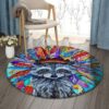 Tribal Raccoon Round Carpet Floor Rug Living Room Bedroom Decor Round Area Rug Carpet