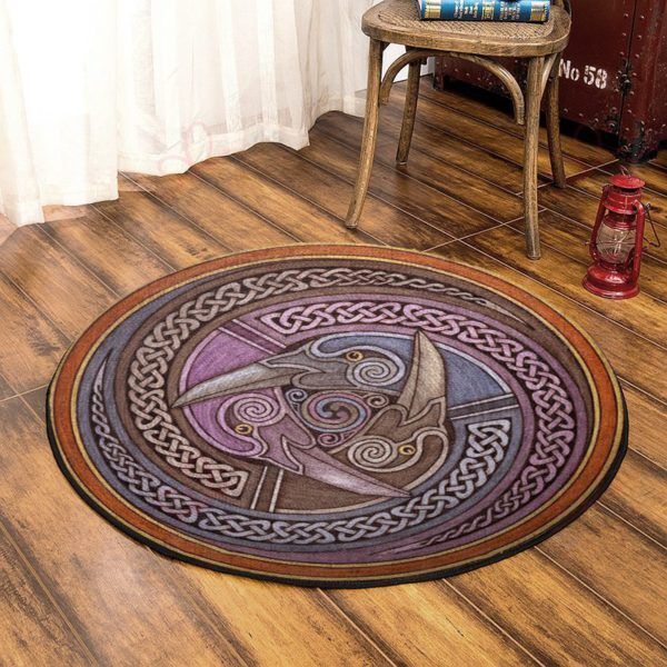 Triple Raven Celtic Round Carpet Floor Rug Living Room Bedroom Decor Round Area Rug Carpet Triple Raven Celtic Round Carpet Floor Rug Living Room Bedroom Decor Round Area Rug Carpet