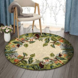 Tropical Animal Round Carpet Floor Rug Living Room Bedroom Decor Round Area Rug Carpet