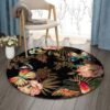 Tropical Bird Peony Round Carpet Floor Rug Living Room Bedroom Decor Round Area Rug Carpet