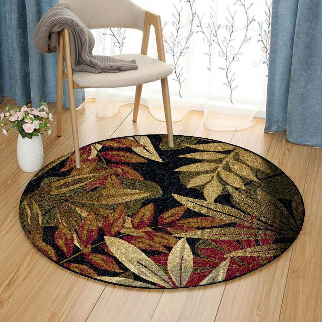 Tropical Brown Leaf Round Carpet Floor Rug Living Room Bedroom Decor Round Area Rug Carpet Tropical Brown Leaf Round Carpet Floor Rug Living Room Bedroom Decor Round Area Rug Carpet