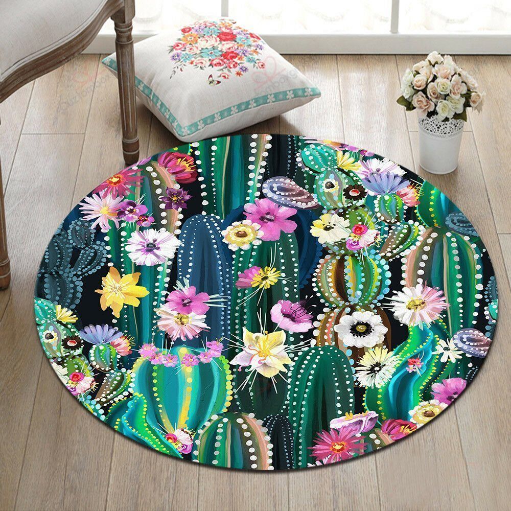Tropical Cactus Round Carpet Floor Rug Living Room Bedroom Decor Round Area Rug Carpet Tropical Cactus Round Carpet Floor Rug Living Room Bedroom Decor Round Area Rug Carpet