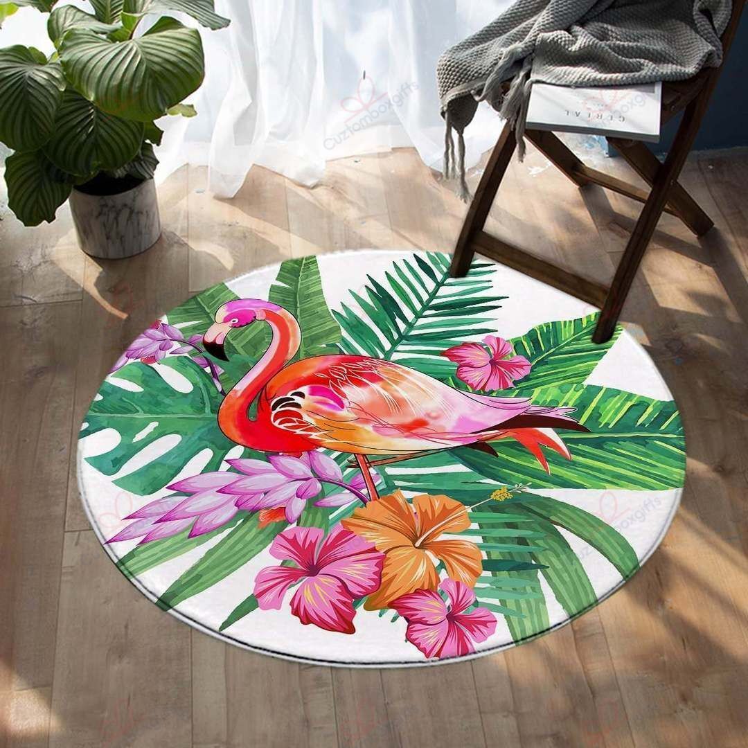 Tropical Flamingo Round Carpet Floor Rug Living Room Bedroom Decor Round Area Rug Carpet Tropical Flamingo Round Carpet Floor Rug Living Room Bedroom Decor Round Area Rug Carpet