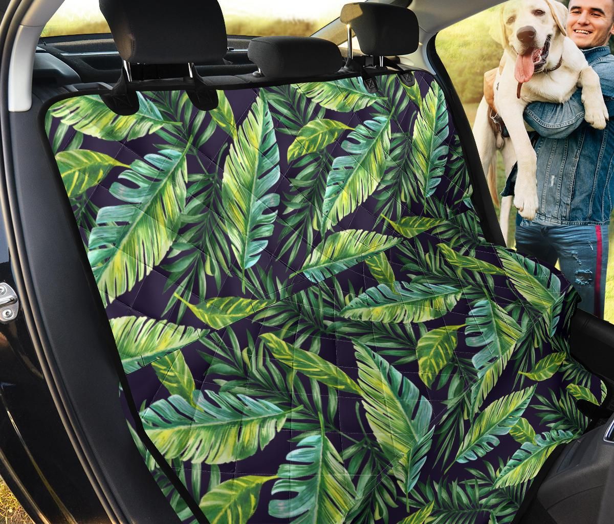 Tropical Green Leaves On Dark Night Design Car Back Seat Cover Dog Car Seat Covers - 0a9882101597 Tropical Green Leaves On Dark Night Design Car Back Seat Cover Dog Car Seat Covers - 0a9882101597